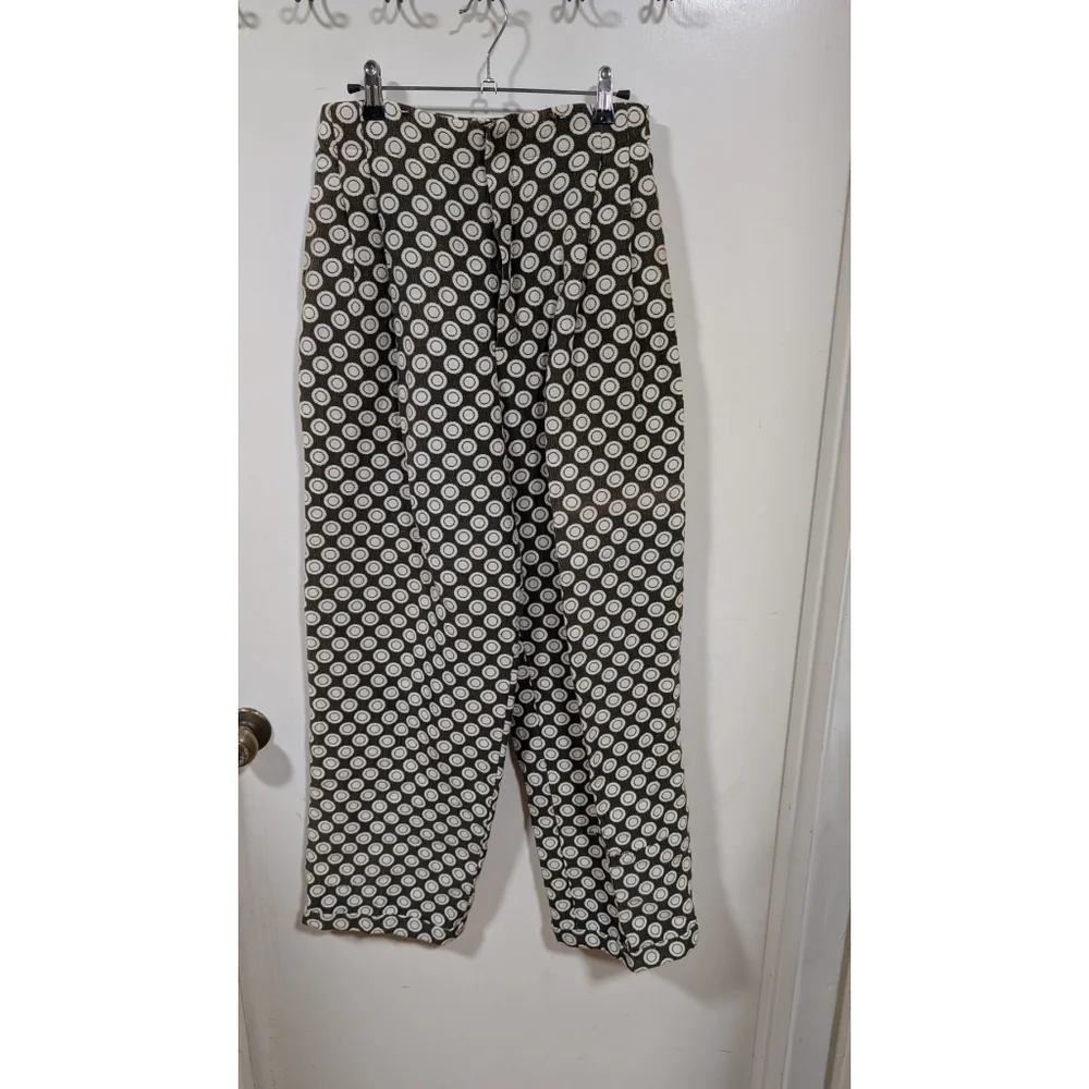 Women's Custom-Made Green and White Mod Print Pants